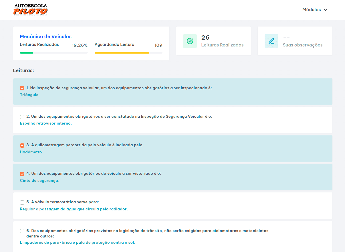 Ferramenta de estudos para prova terica